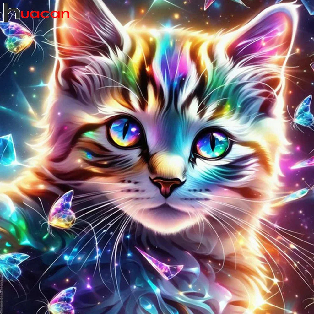 Huacan DIY Diamond Painting Animal Full Round Square Diamond Mosaic Cat Fantasy Art Home Decor Handmade Gift Huacan DIY Diamond Painting Animal Full Round Square Diamond Mosaic Cat Fantasy Art Home Decor Handmade Gift